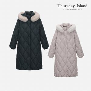 [정상가-739000원][Thursday Island] 슬림 다이아몬드 퀼팅 롱 다운 점퍼(T228MDJ535W)