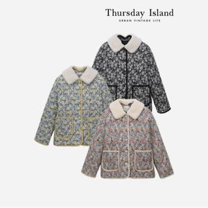 [정상가-399000원][Thursday Island] 덤블 카라 패턴 퀼팅 점퍼(T238MJP301W)