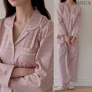 마누아 여성 면잠옷 60수 주자 무형광 카라 파자마 국산 안심 홈웨어 세트