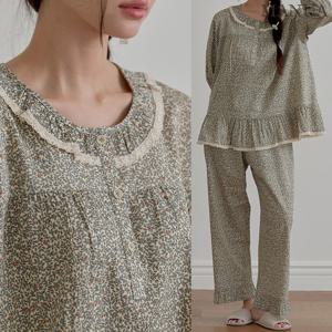 마누아 여성잠옷 프릴잠옷 30수 레이온 파자마 레이스 라운드 실내복 세트