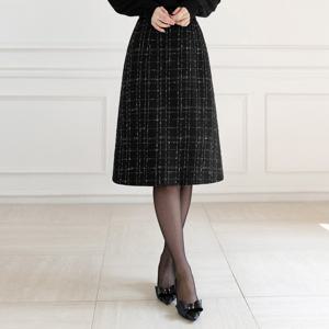 (~XXL까지) 다코멘 체크패턴 트위드 스커트 겨울 A라인 플레어 하객룩 오피스룩 모임룩 격식룩 빅사이즈