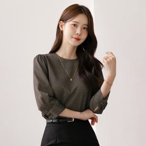 (~XL까지) 아티올즈 하운드투스 스판 블라우스 가을 7부 하객룩 오피스룩 모임룩 격식룩 빅사이즈