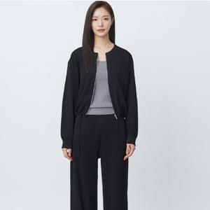 [플라스틱 아일랜드]라운드넥 스트링 집업 니트 가디건 PR3KG961