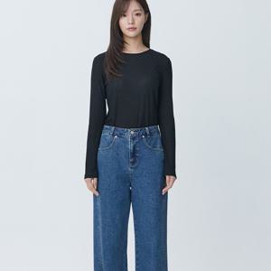 [플라스틱 아일랜드]BEIGE라운드넥 골지 티셔츠PR7CL964