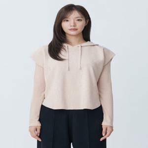 [플라스틱 아일랜드]BEIGE망토 후드니트 베스트 PR7KV081