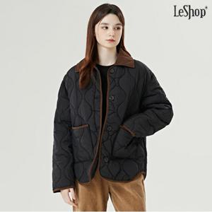 정상가:99,000원 ㅣ 퀄팅 카라 배색 캐쥬얼 버튼업 긴팔 점퍼 (DO4JJ006A)