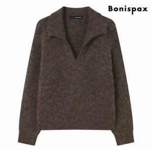 정상가:79,000원 ㅣ 오픈 트임 카라 루즈핏 긴팔 니트 (XP4KT008L0)