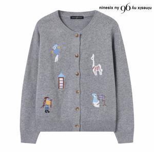 정상가:99,000원 ㅣ 자수 포인트 라운드넥 니트 가디건 (NP4CK011L0)