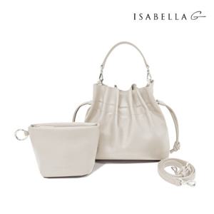 [이사벨라G] 스트링 소가죽 버킷백 - 크림