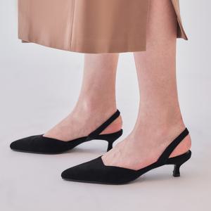 포인티드 토 스웨이드 키튼 힐 슬링백 412412003 (4cm/2colors)