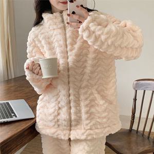 [브리치]  / NT2062 양털 긴팔 집업 잠옷 투피스 세트