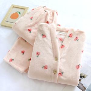 [브리치]  / 복숭아 가디건st 수면잠옷 극세사 겨울 파자마