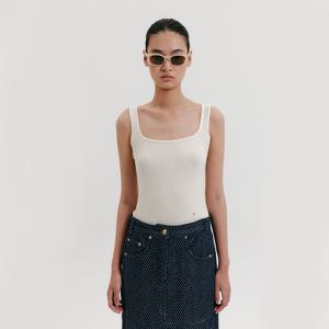 Square Neck Sleeveless Top - Ivory