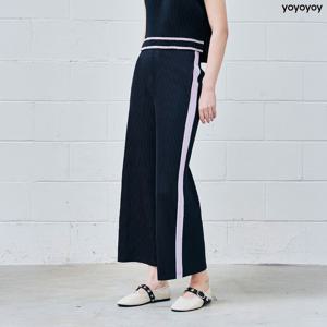 yoyoyoy여성[최초가 133000원] 사이드 배색 스트레이트 플리츠 팬츠 네이비_AJ02WNPSL02