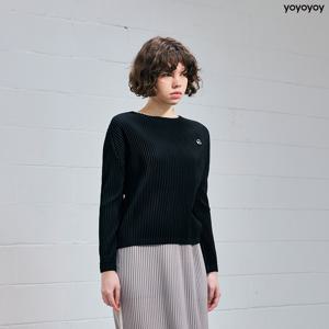 yoyoyoy여성[최초가 110000원] 삼각소매 베이직 플리츠 티셔츠 블랙_AJ02WNPTS02