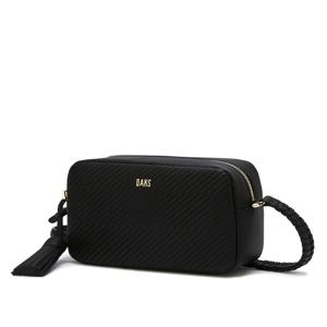 [쇼핑백동봉] 블랙 그레이트 하우스 체크 경판 가죽 크로스백 DCBA5E411