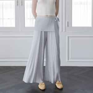yoyoyoy여성[최초가 166000원] 랩 레이어드 스트랩 와이드 팬츠 라이트그레이_AJ04WNPSL02