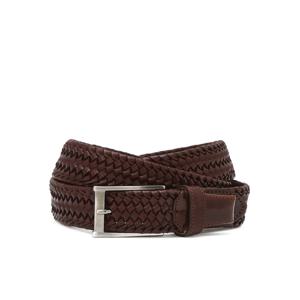 [선물포장]HJBE5F024W3_남성 이태리 가죽 다크브라운 메쉬 벨트