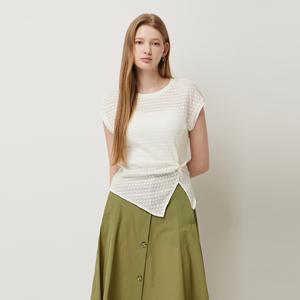 [본사] 리스본 사선 절개 슬리브리스 블라우스_SAWS10541IV