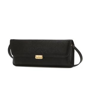 [쇼핑백동봉] 블랙 체크 장식 포인트 소가죽 미니 크로스백 DCWA5F864