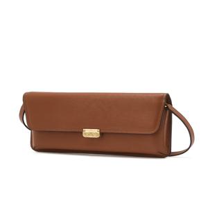 [쇼핑백동봉] 브라운 체크 장식 포인트 소가죽 미니 크로스백 DCWA5F874