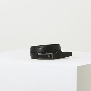 [인기신상]HJBE5F780BK_남성 블랙 버클 로고장식 소가죽 자동벨트
