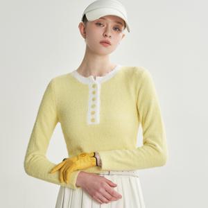 공식몰 [정상가 89,900원] 레몬 캔디 버튼 라운딩 긴팔 니트 FM03KN105