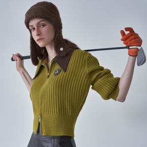 공식몰 [정상가 89,000원] 르니 와펜 카라 포인트 집업 니트 FM11KN102WL