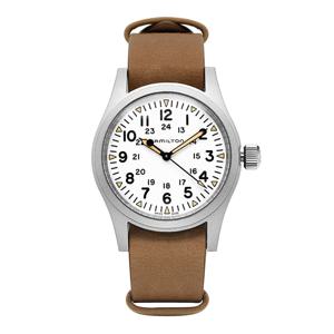 H69439511 카키 필드 메카니컬 남성 가죽시계