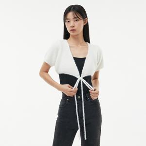 랩[정가 49,900] 크롭 끈 반팔 볼레로 가디건 AP4KGA43