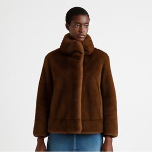 [최초가2,800,000]하프넥 클래식 마호가니 밍크 코트_MNCT251005