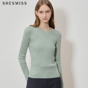 (SHESMISS)] 뉴트럴 모던 라운드넥 리브 니트 (택가격: 118000원)