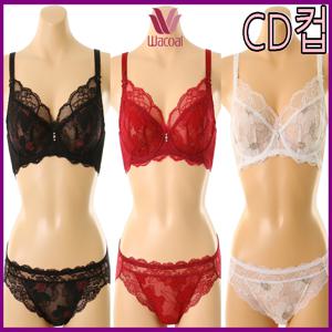 와코루 겉옷표시없는 풀컵홑겹브라+레이스팬티세트 0423