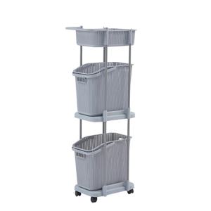 이동식빨래바구니 수납형(싱글) 다용도바구니 분리수거함 3단 MW-SD03
