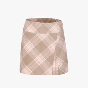 체크 A라인 스커트 (베이지)