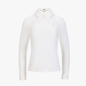 더블 쉬폰 리본 카라 티셔츠 (아이보리)