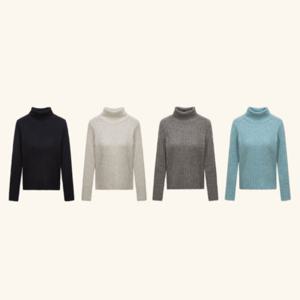 [최초가 99,000원]울 블렌드 카렌 골지 하이넥 풀오버 4종세트