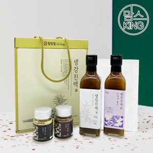 [맘스킹][힐링힐]맵지않은 생강진액 390g(300ml)+도라지품은 생강진액 390g(300ml)+생강가루 30g+계피분말 40g 선물세트 1호