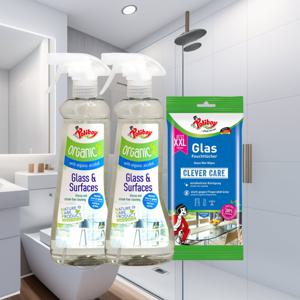 오가닉 유리 거울 세정제 500ml 2개+유리 거울 청소 티슈 1팩