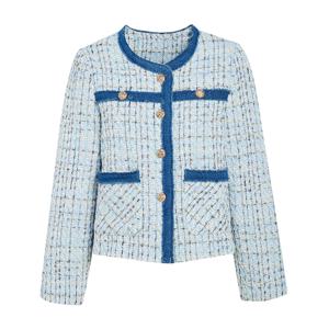 [JJ지고트] 라운드넥 데님배색 트위드재킷GP9N0JK131