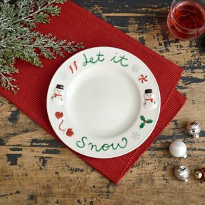 메리베이커리 입체 원형접시 눈사람 D20