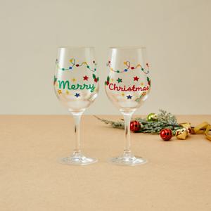 코지베어 크리스마스 아크릴 와인잔 360ML 2P 세트