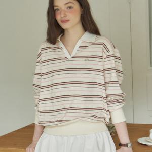 [아워호프] Stripe Logo Collar Sweatshirt - Ivory [H25SP-MT02-IVO]