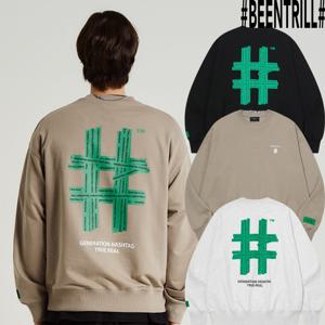 [빈트릴]그린 해시태그 맨투맨 BA251RM005