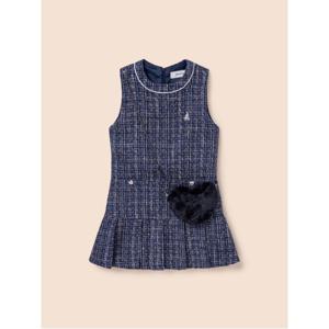 [러블리 빙키 걸즈] 클래식 베스트형 트위드 원피스&퍼 가방 세트  네이비 (BI5X71G01R)