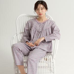 핑크블러썸 긴팔 피치기모 순면 여성 빅사이즈 잠옷 세트