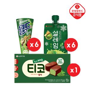 [롯데] 말차 아이스크림 13개 세트 (월드콘 6+설레임 6+티코 1)