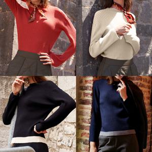 (최초가99,000원)컬러 콤비 골지니트 4종 SET