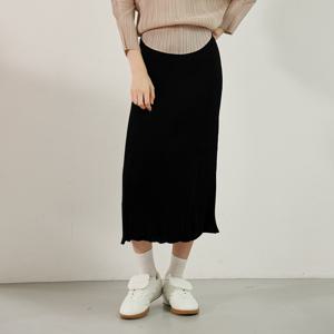 yoyoyoy여성[최초가 122000원] 머메이드 플리츠 미디 스커트 블랙_AJ08WNPSK03