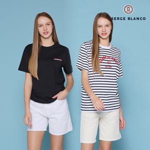 [세르즈블랑코] 라운드 반팔티셔츠 여성 5컬러 택1